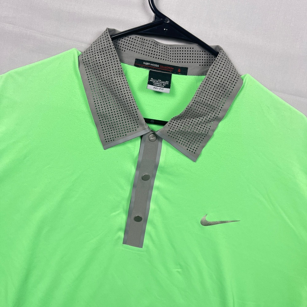 Nike Tiger Woods Collection Polo Shirt Mens XL Golfing Light Green Dri FIT Golf